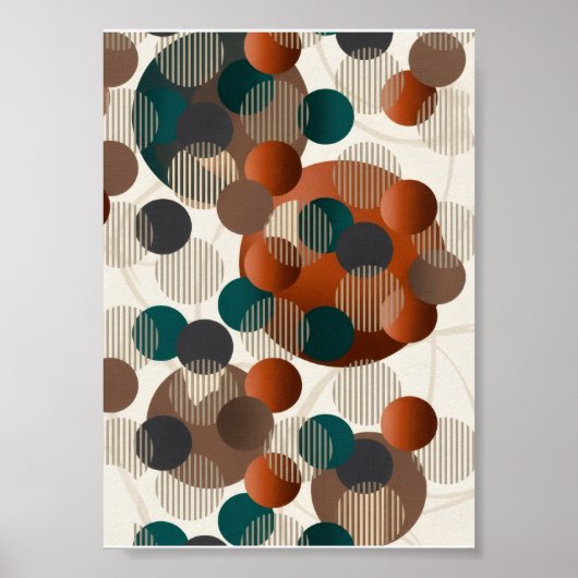 Poster Cercles Abstraits Géométriques Marron Et Bleu Mode (Devant)