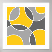 Poster Cercles Abstraits gris Jaune Jeter Oreiller (Devant)