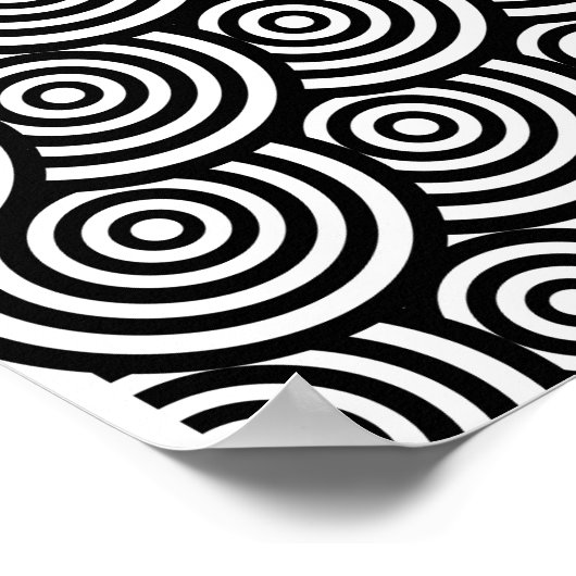 Poster Cercles Abstraits noirs et blancs Wavy (Coin)