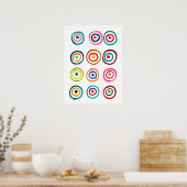 Poster Cercles arc-en-ciel colorés art aquarelle (Cuisine)
