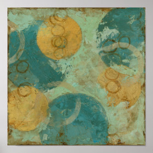 Poster Cercles bleus et jaunes