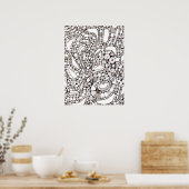 Poster Cercles Carrés Ondulés Abstraits Dessin Au Trait (Cuisine)