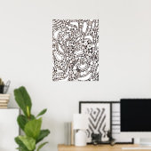 Poster Cercles Carrés Ondulés Abstraits Dessin Au Trait (Bureau à domicile)