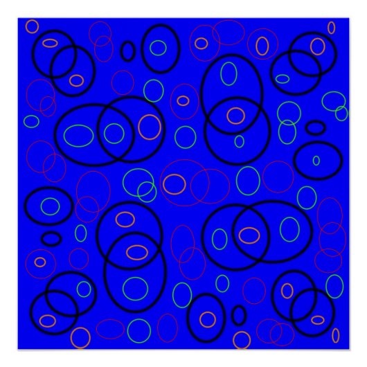 Poster Cercles colorés sur bleu (Devant)