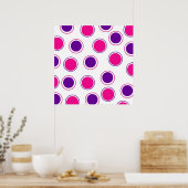 Poster Cercles concentrés Pois roses et violets chauds (Cuisine)