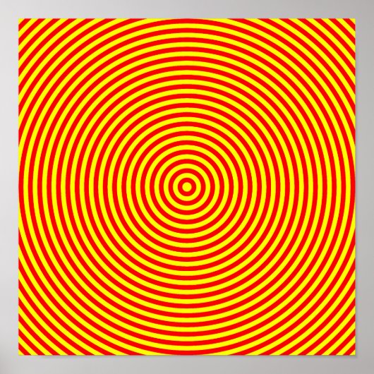 Poster Cercles concentriques rouges et jaunes (Devant)
