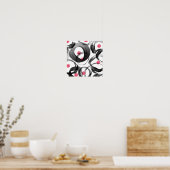 Poster Cercles d'aquarelle rose Abstrait points (Cuisine)
