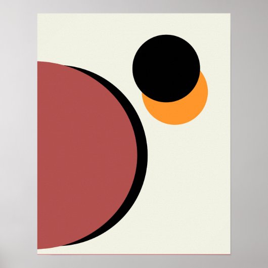 Poster Cercles d'art moderne Abstrait Orange Brown Noir (Devant)