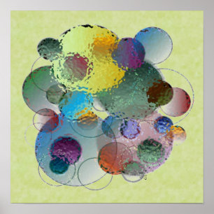 Poster Cercles de formes rondes multicolores