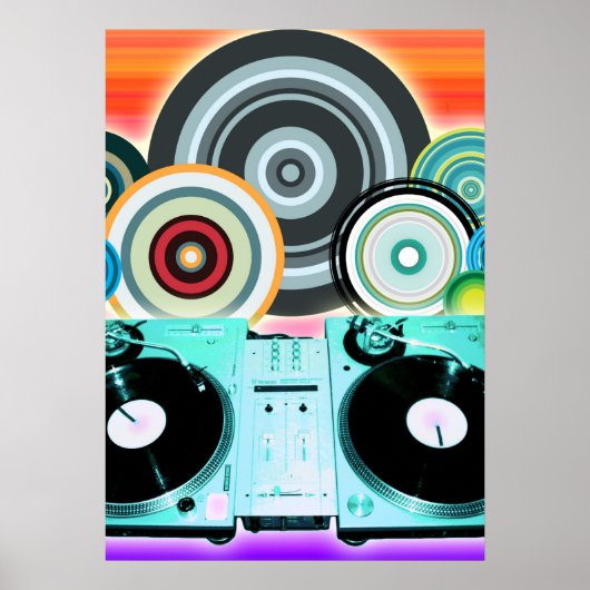 Poster Cercles de Tourne-disque DJ (Devant)
