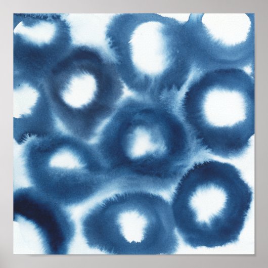 Poster Cercles d'impression d'aquarelle Indigio (Devant)