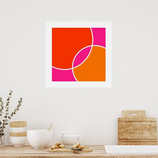 Poster Cercles d'orange rose corail (Cuisine)