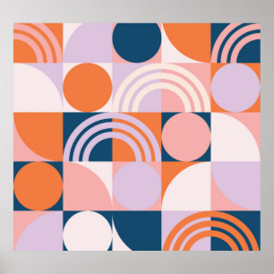 Poster Cercles du milieu du siècle : Motif géométrique