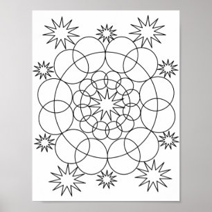 Poster - Cercles et étoiles Mandala to Color
