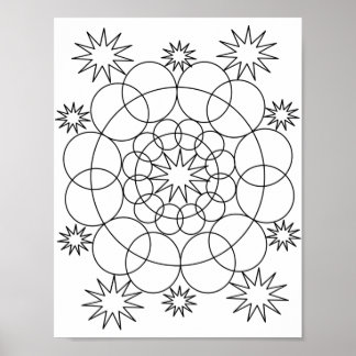 Poster - Cercles et étoiles Mandala to Color