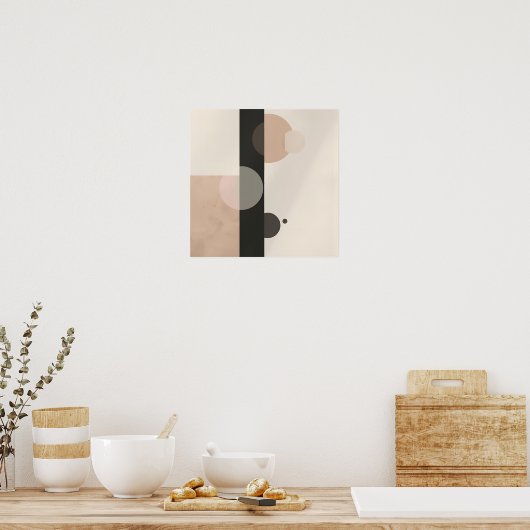 Poster Cercles et lignes minimaux modernes dans des tons  (Cuisine)