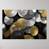 Poster Cercles géométriques modernes en or et argent (Devant)