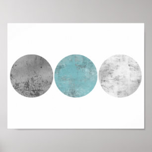 Poster Cercles géométriques turquoises et gris