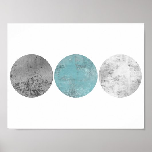 Poster Cercles géométriques turquoises et gris (Devant)