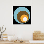 Poster Cercles rétro Bleu Noir Brown Orange & Blanc (Cuisine)