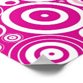 Poster Cercles rétro concentrés rose et blanc (Coin)