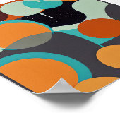 Poster Cercles rétro orange et turquoise (Coin)