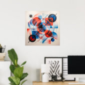 Poster Cercles rouges bleus abstraits modernes (Bureau à domicile)