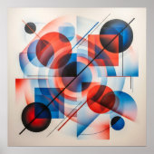 Poster Cercles rouges bleus abstraits modernes (Devant)