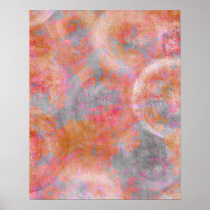 Poster Cercles texturés Abstraits colorés contemporains