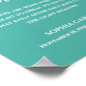 Poster Cérémonie commémorative de citation bleue sarcelle (Coin)