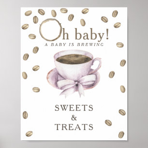 Poster Cérémonie de bébé autour du café, douceurs et fria
