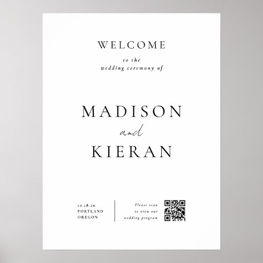 Poster Cérémonie de bienvenue du mariage Code QR (Devant)