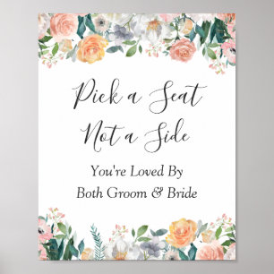 Poster Cérémonie de mariage aux roses florales Panneau de