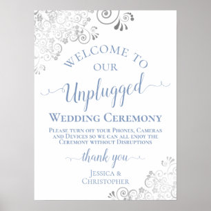 Poster Cérémonie de Mariage débranché en dentelle d'argen