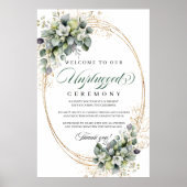 Poster Cérémonie de mariage débranchée à l'aquarelle vert (Devant)