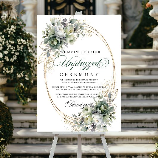 Poster Cérémonie de mariage débranchée au feuillage vert 