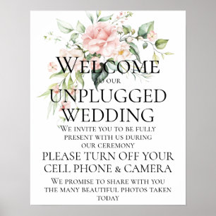 Poster Cérémonie de mariage débranchée aux roses roses et