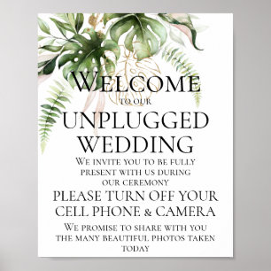 Poster Cérémonie de Mariage débranchée de verdure tropica