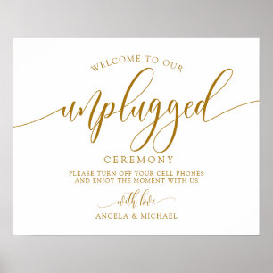 Poster Cérémonie de mariage débranchée -Typographie- Bleu