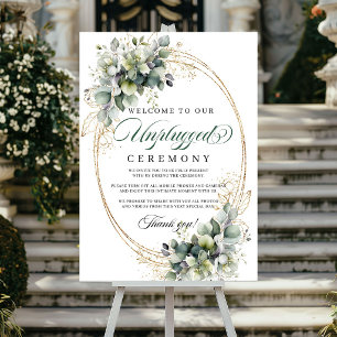Poster Cérémonie de mariage débranchée vert doré aquarell