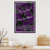 Poster Cérémonie de Mariage gothique Rose violet et noir (Cuisine)