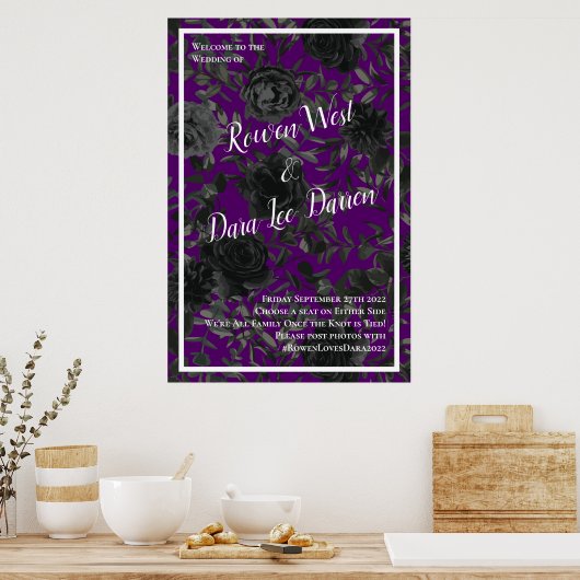 Poster Cérémonie de Mariage gothique Rose violet et noir (Cuisine)