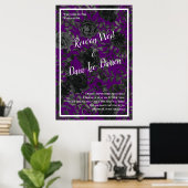 Poster Cérémonie de Mariage gothique Rose violet et noir (Bureau à domicile)