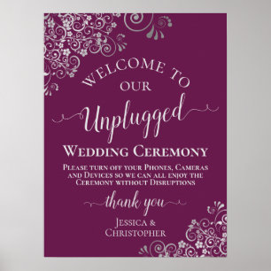 Poster Cérémonie de Mariage Magenta & Silver Chic Unplugg