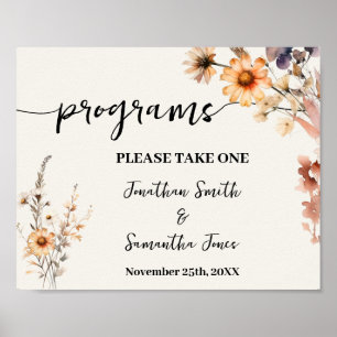 Poster Cérémonie des programmes de mariage Signe Fleur sa