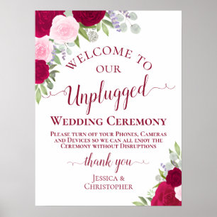 Poster Cérémonie Mariage de Magenta & Pink Floral débranc
