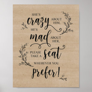 Poster Cérémonie Mariage Rustic Vines Prenez Un Signe De