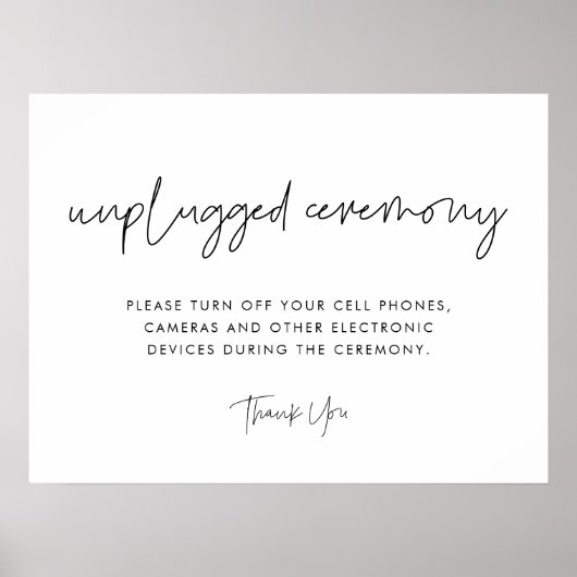 Poster Cérémonie minimaliste moderne débranchée (Devant)