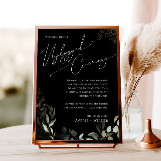 Poster Cérémonie Whimsical Green Gold Black Unplugged