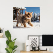 Poster *~* Cerf à neige 5:4 Chat Kitten AP68 (Bureau à domicile)